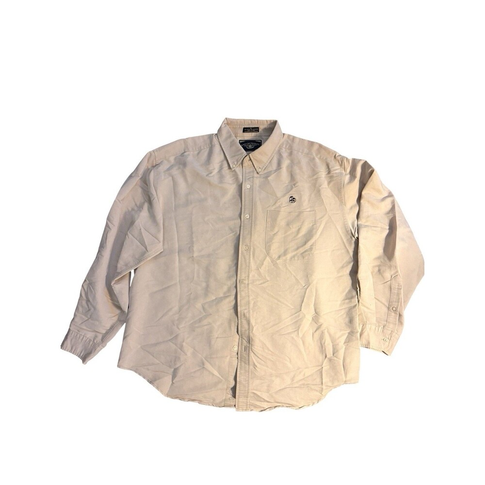 Eagle Dry Goods Co. Beige Button-Down Shirt XL Rayon/Poly Blend